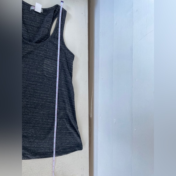 4/25 Charcoal Grey with Sparkle Stripes Pretty Young Thing Racerback Tank - Picture 6 of 7